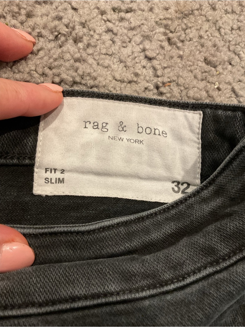 Rag & Bone Fit 2 Slim Men’s Black Button Fly Denim Jeans Pants sz 32 - Picture 7 of 10